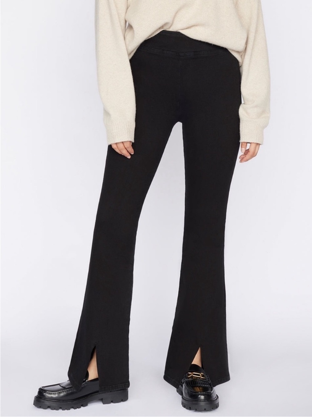 Frame The Jetset Flare Front Slit Jeans Size 30 31 32 33 34 Black Noir NWOT New